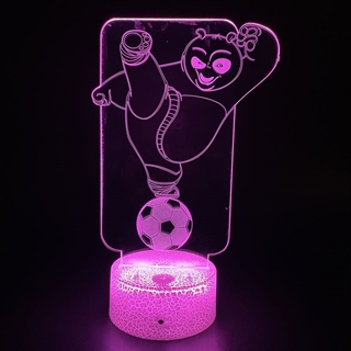 Gongfu panda med fodbold 3D-lampe med fjernbetjening - 16 lysfarver - Outlet